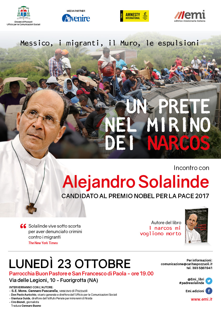 Il sacerdote messicano Solalinde, candidato al premio Nobel per la pace 2017, a Fuorigrotta lunedì 23 ottobre