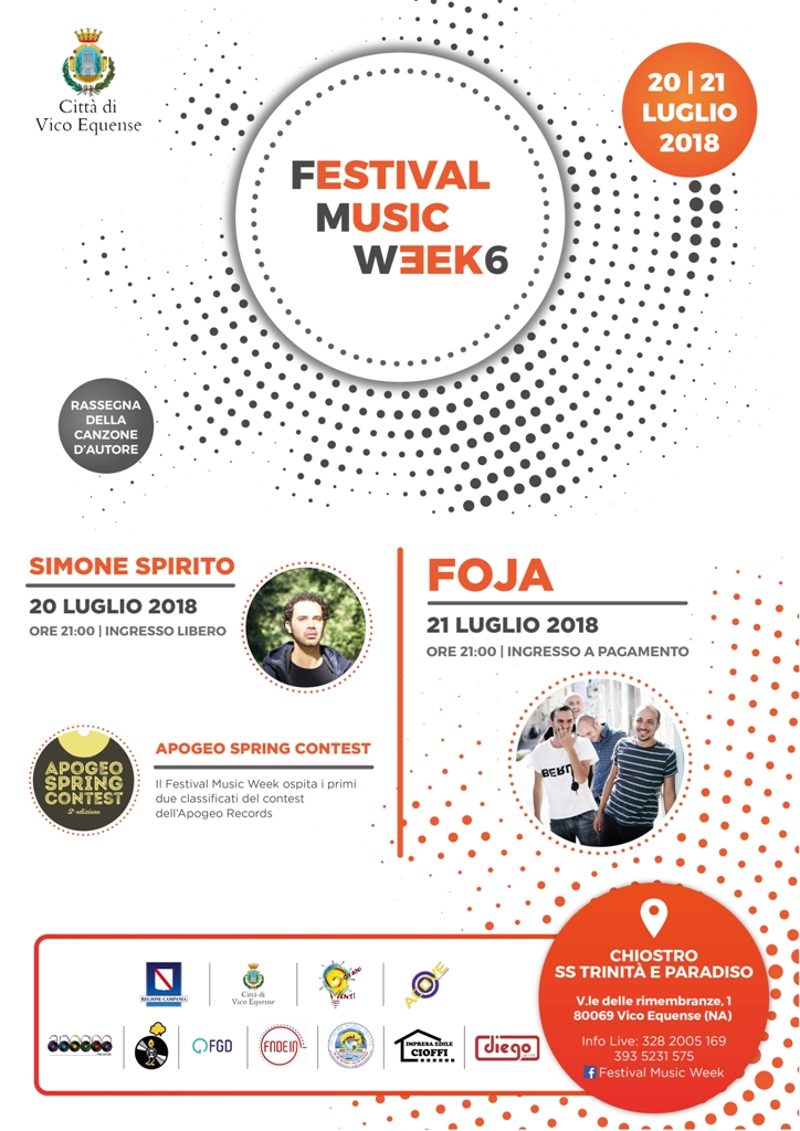 Il 20 e 21 luglio a Vico Equense il Festival Music Week, rassegna della canzone d’autore