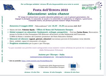 Festa dell’Europa. Videoconferenza domenica 8 maggio sul tema “Educazione: unica chance”