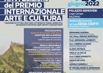 A Salerno XXVI edizione del Premio Internazionale Arte e Cultura, dal 18 al 26 giugno. Inaugurazione domenica 19