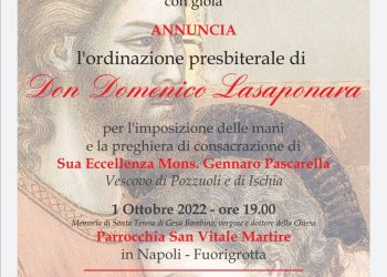 Nuovo sacerdote per la Chiesa di Pozzuoli. Monsignor Pascarella ordina don Domenico Lasaponara a Fuorigrotta