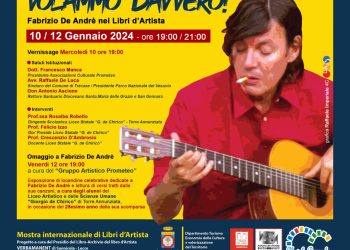 A Trecase Mostra “Fabrizio De Andrè nei libri d’artista”. Vernissage il 10 e omaggio musicale il 12 gennaio