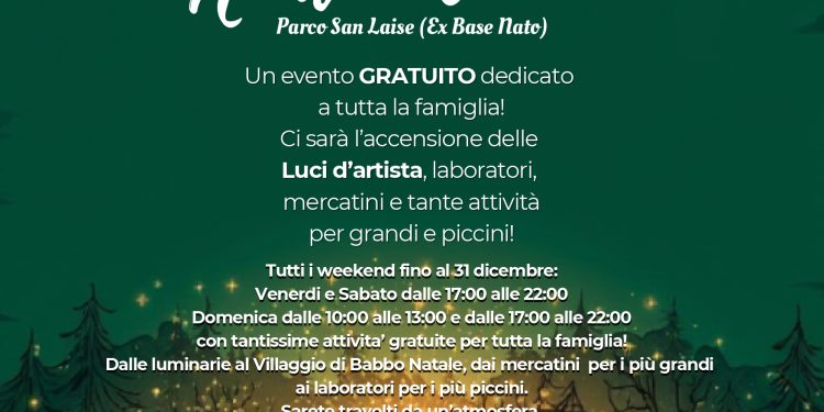 N’atu Natale nel Parco San Laise a Bagnoli, dal 6 al 31 dicembre. Il 7 Concerto di Vivian